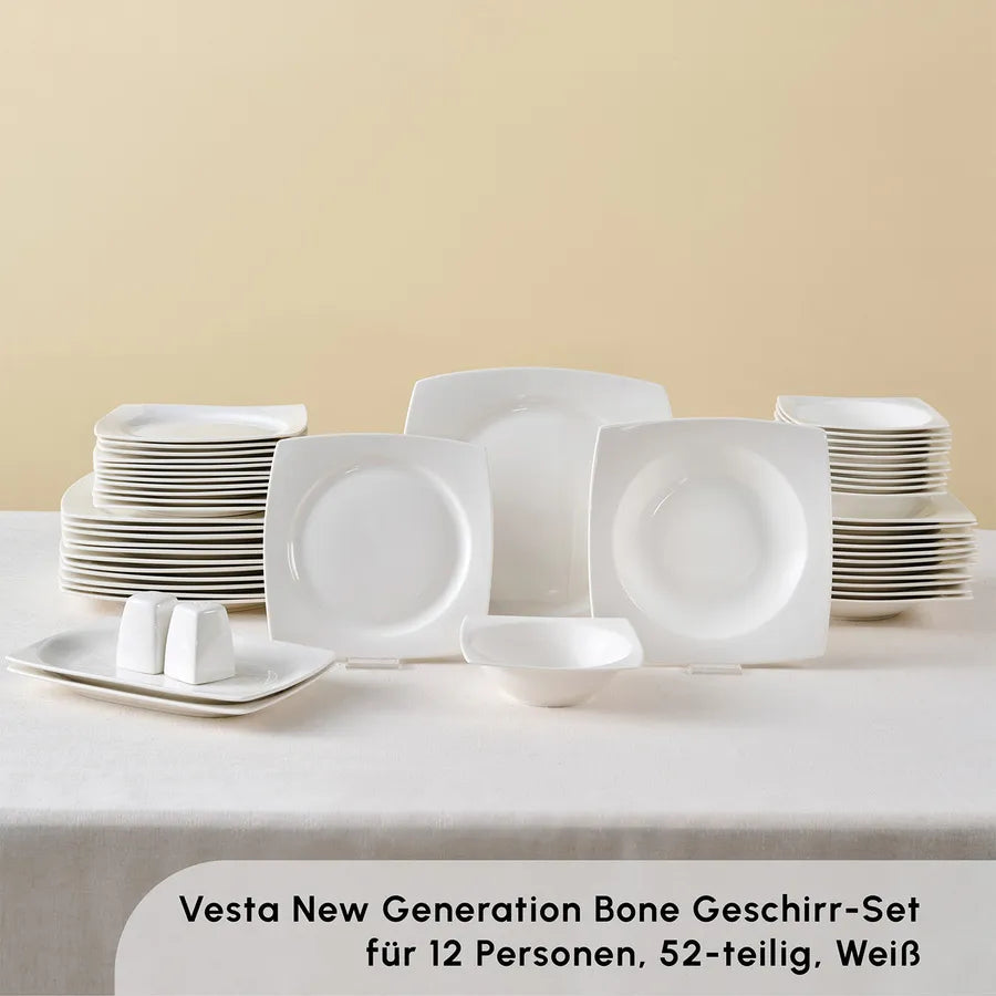 Karaca Vesta White 12 person tableware set, 52 pieces