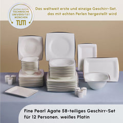 Karaca Fine Pearl New Agate Platin Geschirrset für 12 Personen, 58-teilig