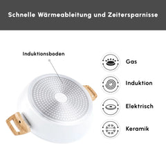 Karaca Swiss Crystal Induktions Flacher Kochtopf 26 cm Creamy