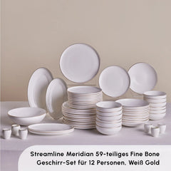 Karaca Streamline Meridian Gold tableware set 59 pieces for 12 people