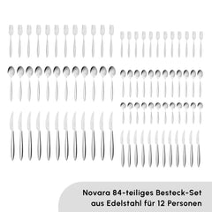 Karaca Novara Elegance Besteckset für 12 Personen, 84 Teilig 612