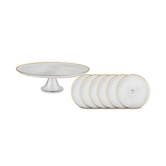 Karaca Jest Rim – 7-teiliges Kuchen-/Servierplatten-Set für 6 Personen (Gold)