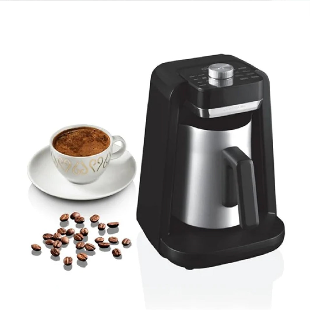 OKKA Rich Spin Pro OK0026-K, Türkische Kaffeemaschine, Schwarz-Chrom