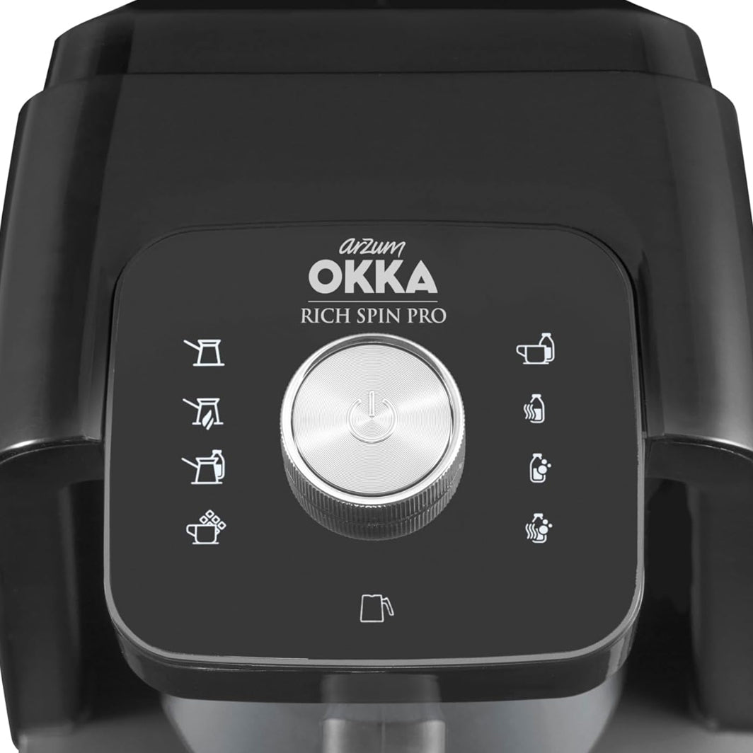 OKKA Rich Spin Pro OK0026-K, Türkische Kaffeemaschine, Schwarz-Chrom