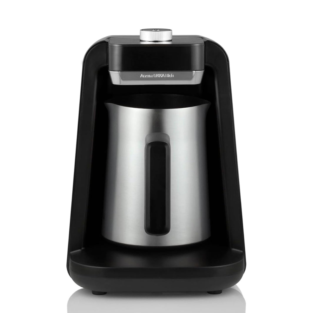 OKKA Rich Spin Pro OK0026-K, Türkische Kaffeemaschine, Schwarz-Chrom