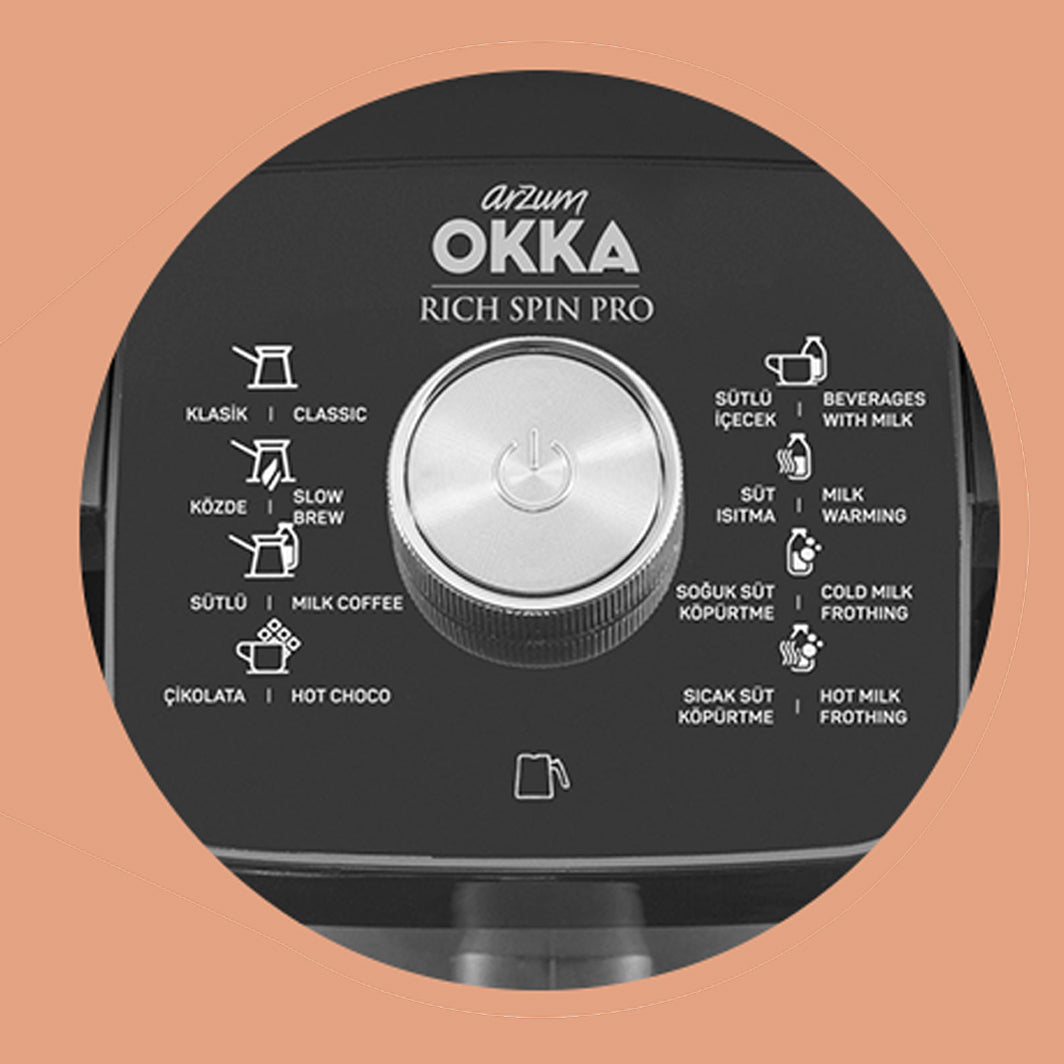 OKKA Rich Spin Pro OK0026, Türkische Kaffeemaschine, Schwarz-Kupfer