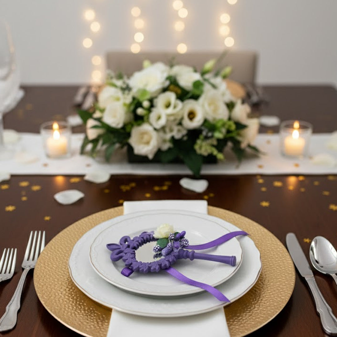 Magnetischer Mini-Spiegel mit Blumen – Lila, Hochzeits- oder Verlobungsgeschenk
