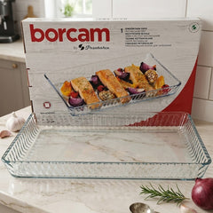 Pasabahce Borcam Auflaufform rechteckig 2900 ml – Glas Backform für Ofen