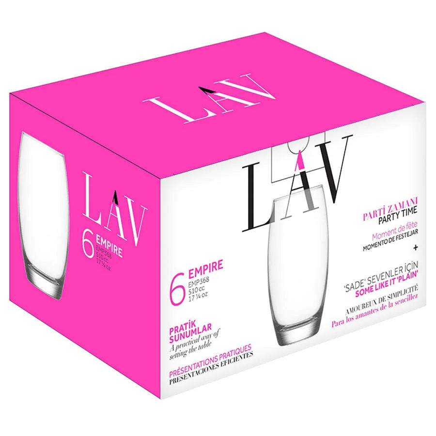 LAV Empire Trinkgläser Set – 6-teilig, 510 ml