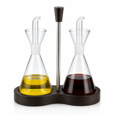 Öl Essig Set Glas mit Holzgriff, 3-teilig