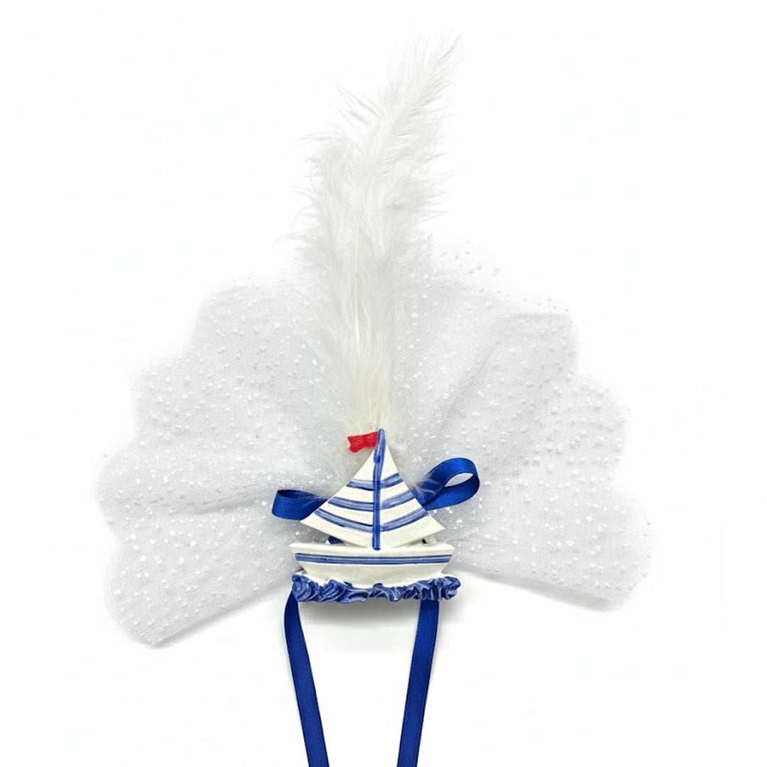 Magnetische Dekofigur „Segelboot“ – Blau-Weiss