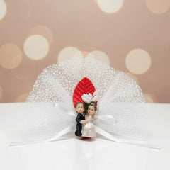 Hochzeitsfigur Brautpaar – Elegantes Hochzeitssouvenir mit Tüll, 7 cm