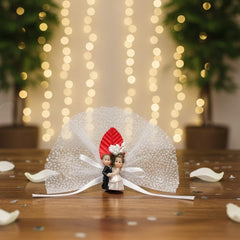 Hochzeitsfigur Brautpaar – Elegantes Hochzeitssouvenir mit Tüll, 7 cm
