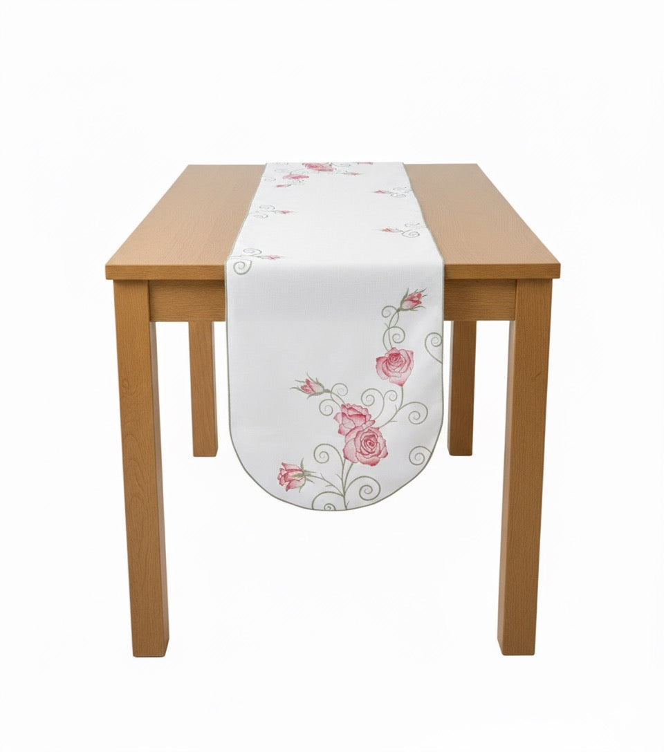 Chemin de table rose, 40x160cm ovale