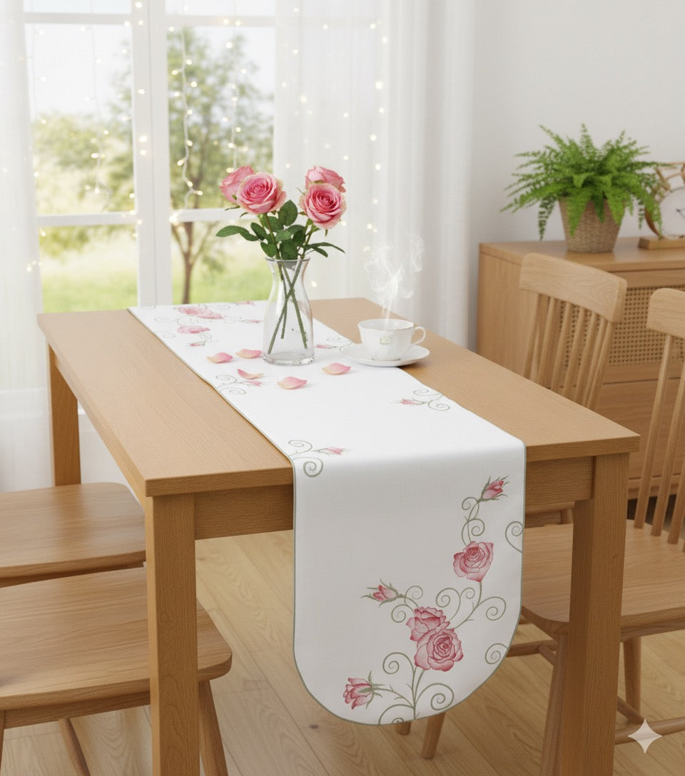 Chemin de table rose, 40x160cm ovale