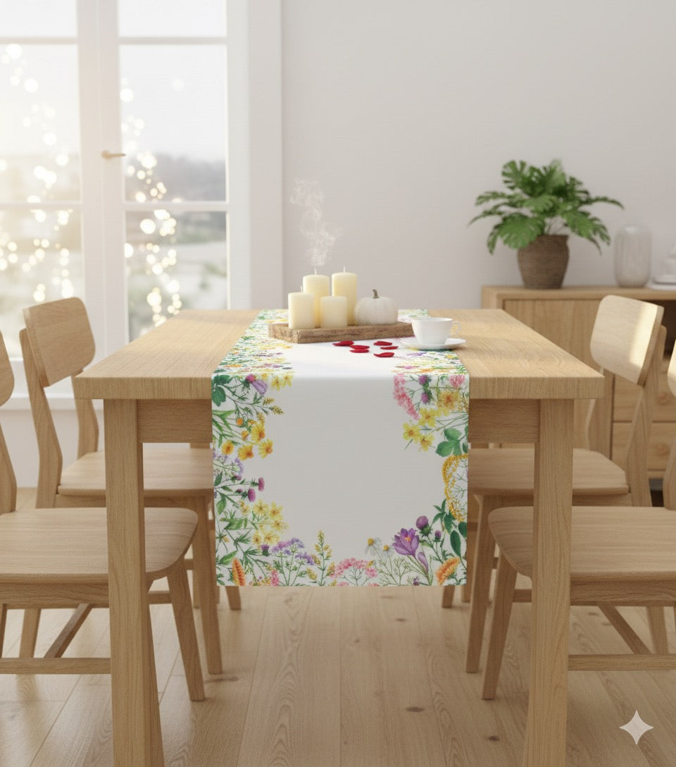 Chemin de table fleurs, 40x110cm