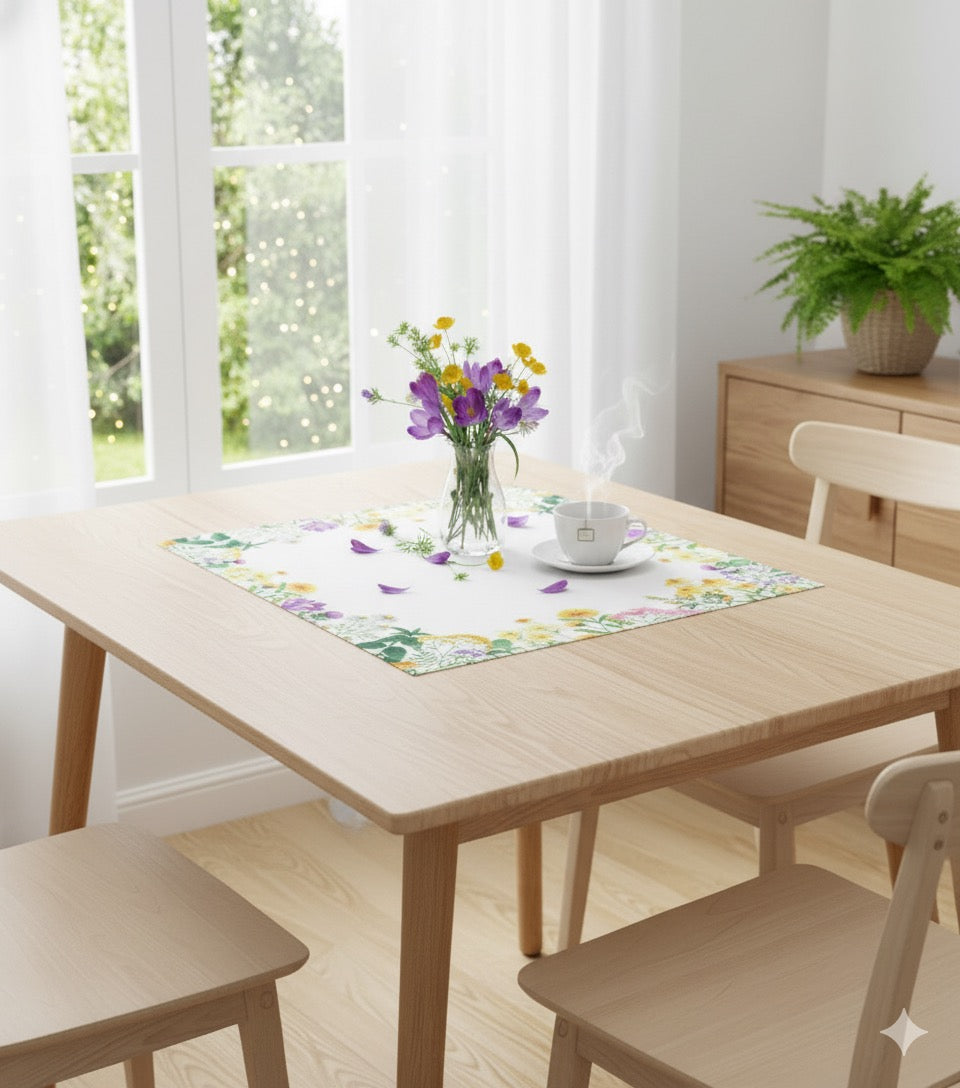 Nappe déco fleurs, 85x85 cm
