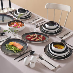 Karaca Earth Collection Galactic 55-teiliges Tafelservice für 12 Personen – Weiss