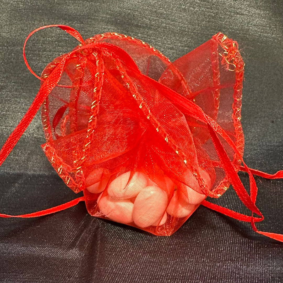 50 Stück Geschenkorganza-Beutel rot 24 cm, rund, Mandelzucker-Beutel, Mini-Organza-Beutel