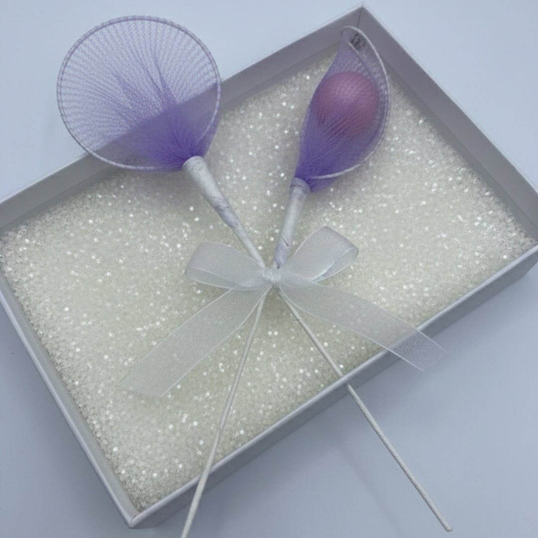 12 Stk. Delikate Deko-Picks „Lila Tüllzauber“ – 13 cm, ideal für Gastgeschenke & Braut-Accessoires