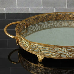 Modernica Ovales Servicetablett mit Griff Gold