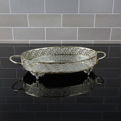 Airline Premium Ovales Servicetablett mit Griff Silber