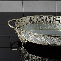 Airline Premium Ovales Servicetablett mit Griff Silber