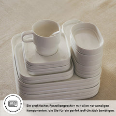 Karaca Stream Pure Cubique Frühstücksset für 6 Personen, 35-teilig