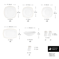 Karaca Wave 53‑teiliges Tafelservice für 12 Personen