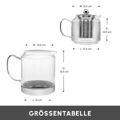 Karaca Kelly XL – Grosse Glas-Teekanne aus Borosilikatglas, Induktionsboden & Filter