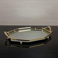 Vergoldete grosses klassisches Achteckiges Tablett, 37x23cm