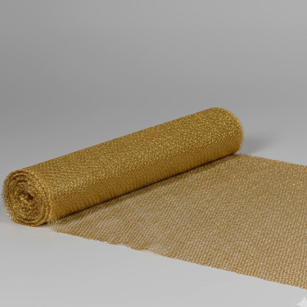 Tüll Glitter Lurex Grob – Gold | Glänzender Netzstoff für Deko & Kostüme (Preis pro Meter)