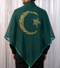 Bestickter Chiffon-Bräutigamsschleier – Hennaabend-Schultertuch mit Handschuh-Set
