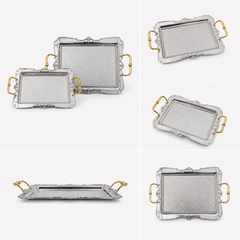 DALGIC GÜMÜS 2001SET2 – 2-teiliges rechteckiges Metallserviertablett