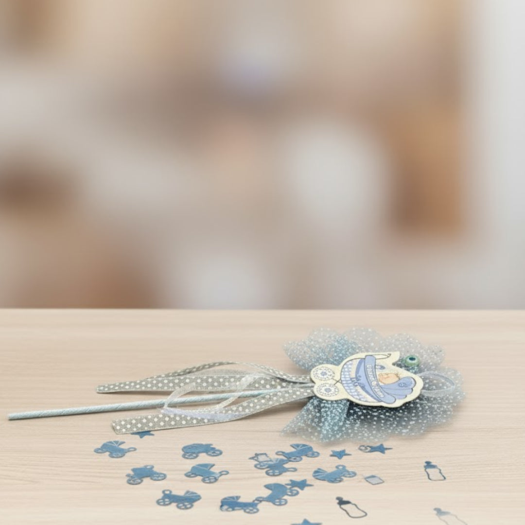 Magnetische Babydekoration „Canım Oğlum“ – Blau, 29 cm, mit Nazar Boncuk