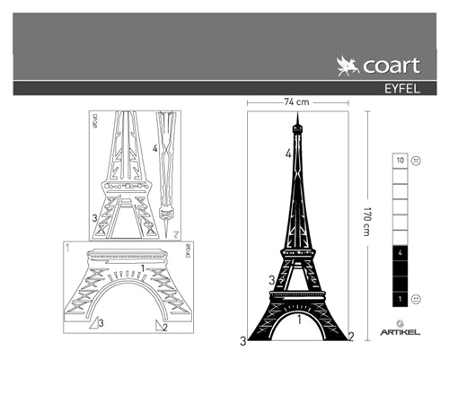 Velours wall sticker Eiffel Tower 170X74 cm