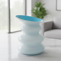 Herstal Neya Vase – Glasvase Weiss/Hellblau, H 19,5 cm