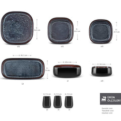 Karaca Earth Collection Galactic Shiny Black Tafelservice für 12 Personen, 55-teilig