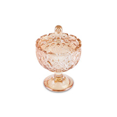 Karaca Home Louis Lokumschale mit Deckel aus Glas Amber, 14,2 cm