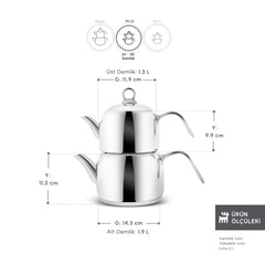 Karaca Urban Midi Teekannen-Set aus Edelstahl – 2-teilig, Silber