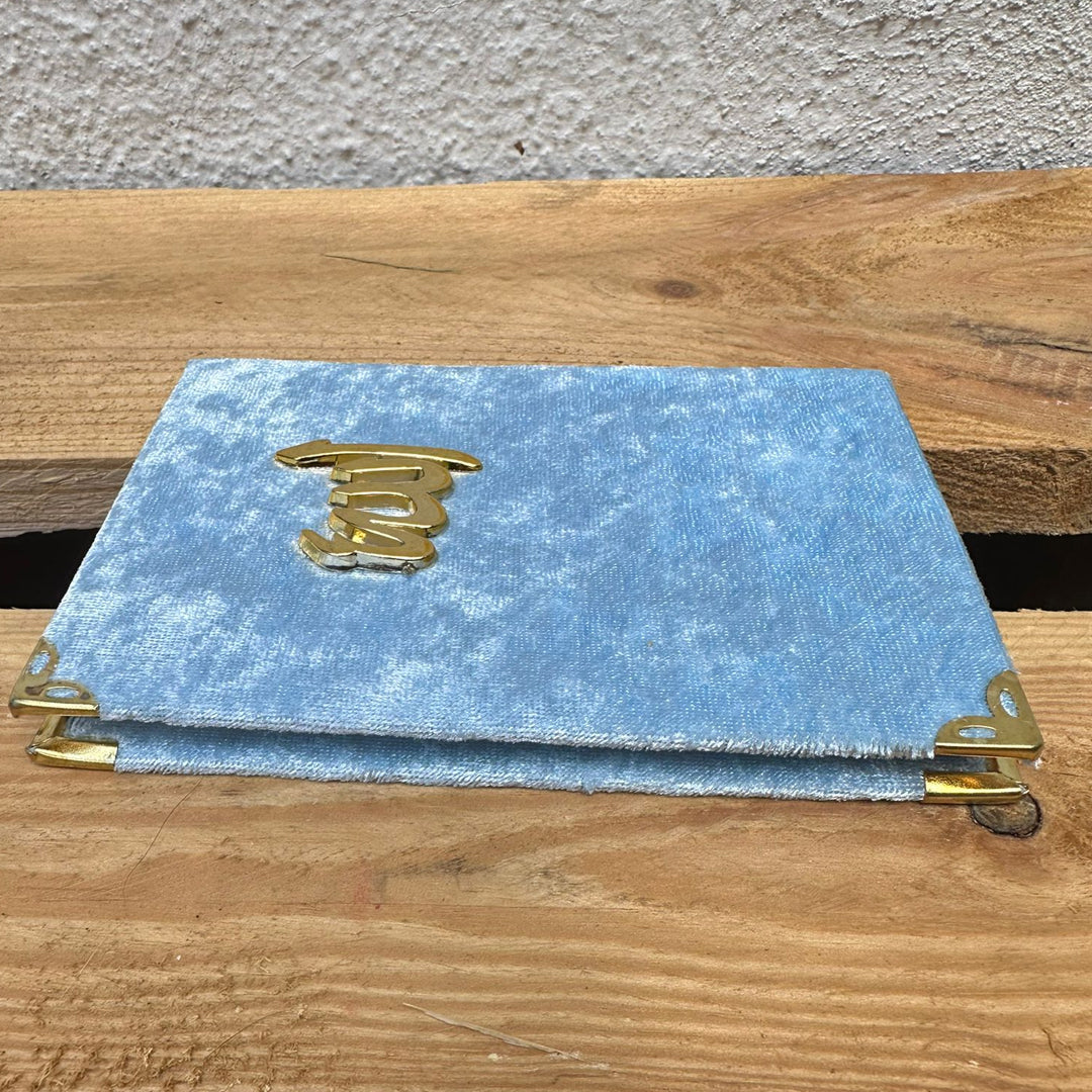 Guest gifts for Mevlüt, velvet-covered Yasin book blue