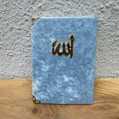 Guest gifts for Mevlüt, velvet-covered Yasin book blue