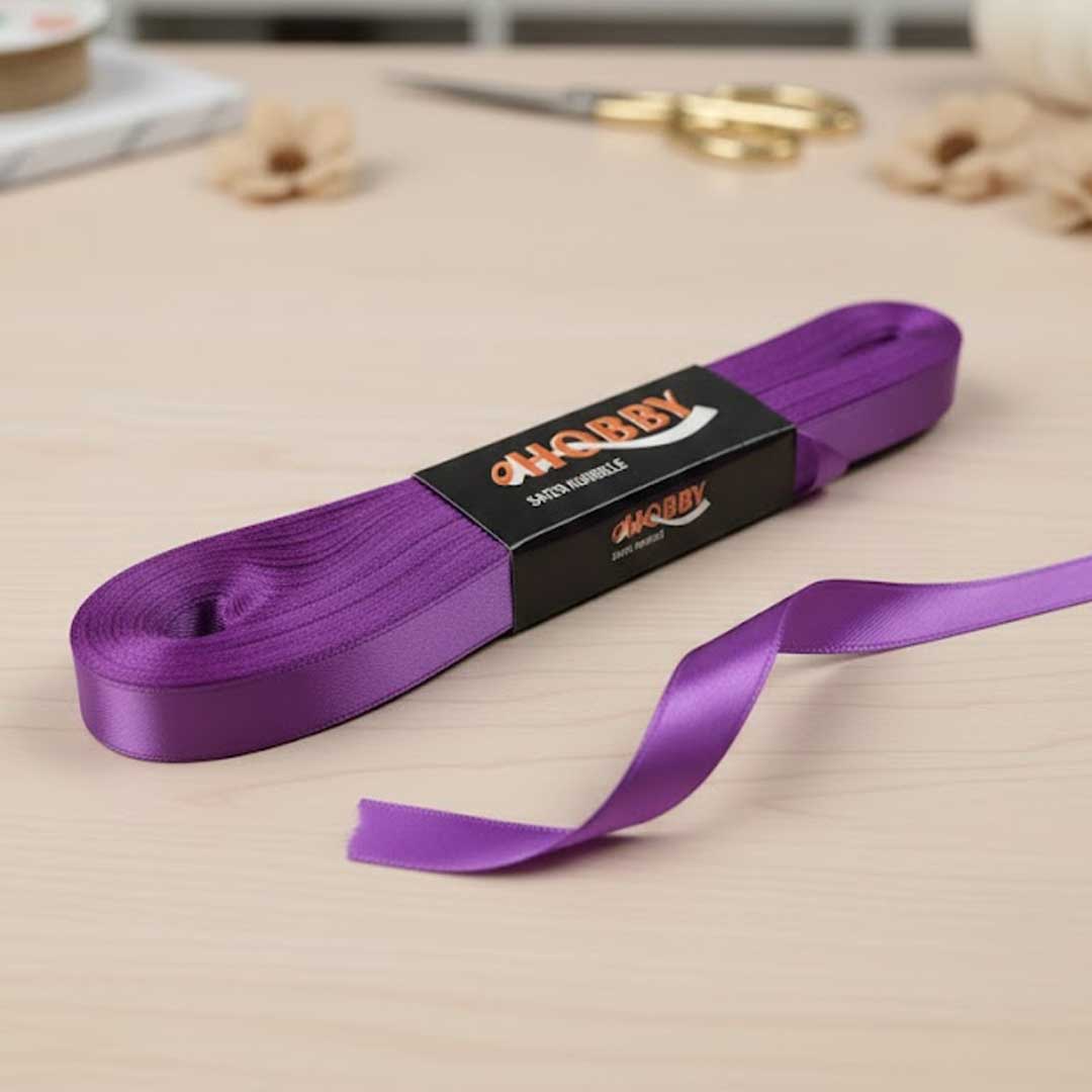Satinband Lila – 10 mm Breite, Glänzendes Dekoband für Bastelarbeiten und Geschenkverpackungen