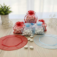 50 Stück Geschenkorganza-Beutel rot 24 cm, rund, Mandelzucker-Beutel, Mini-Organza-Beutel