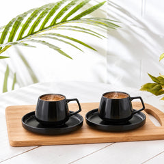 Karaca Streamline Saturn Espressotassen-Set für 2 Personen, 4-teilig, Mattschwarz
