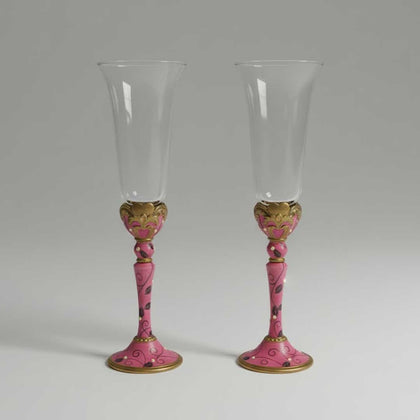 Vintage Hochzeitsgläser 2er-Set pink, Hochzeit