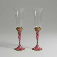 Vintage wedding glasses set of 2 pink, wedding