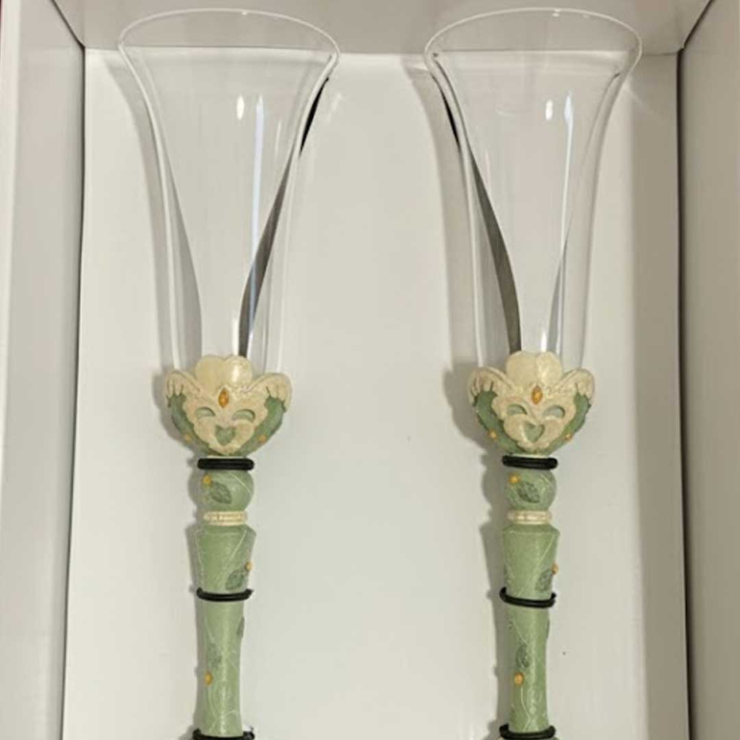 Vintage wedding glasses set of 2 light green, wedding