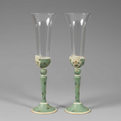 Vintage Hochzeitsgläser 2er-Set hellgrün, Hochzeit