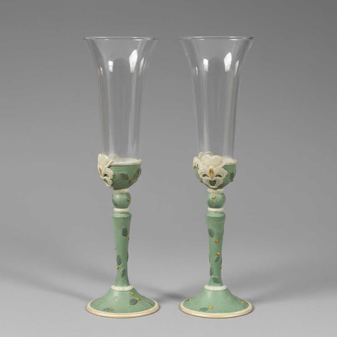 Vintage wedding glasses set of 2 light green, wedding